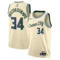 Giannis Antetokounmpo Milwaukee Bucks 2025/26 City Edition Swingman Jersey - Cream - Unisex