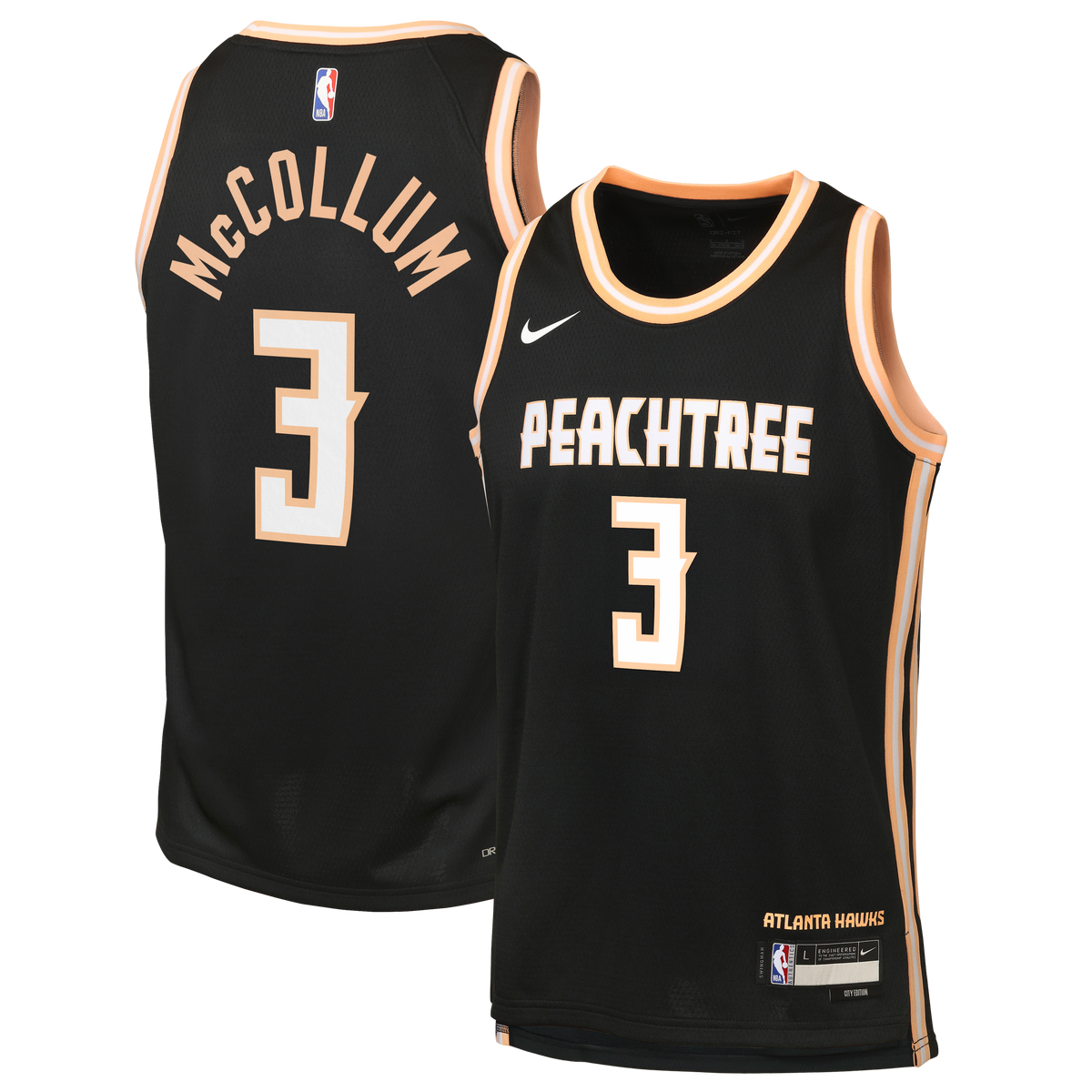 CJ McCollum Atlanta Hawks 2025/26 City Edition Swingman Jersey - Black - Youth